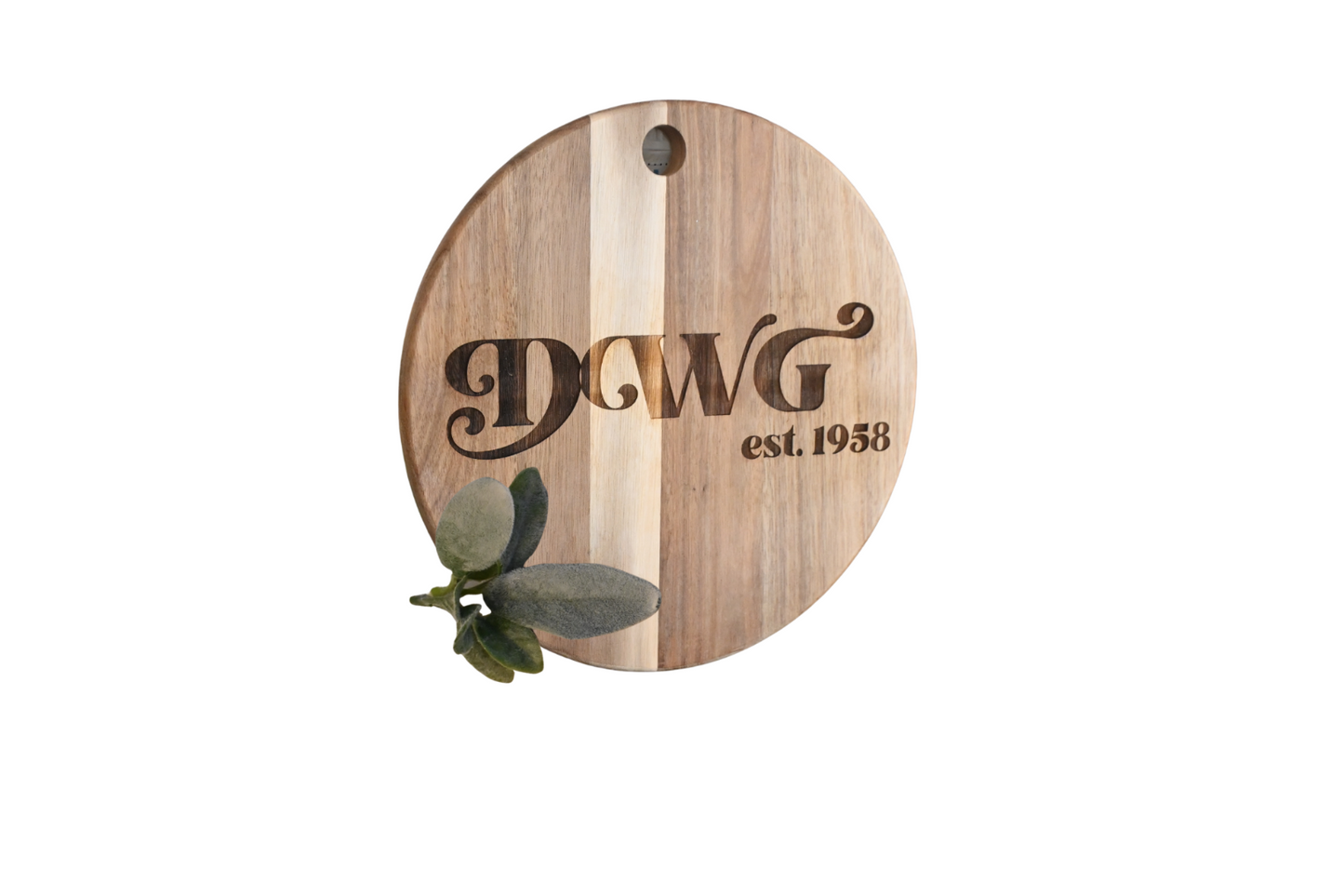 Personalized Acacia Wood Charcuterie Board (Circle) | Sage and Silva