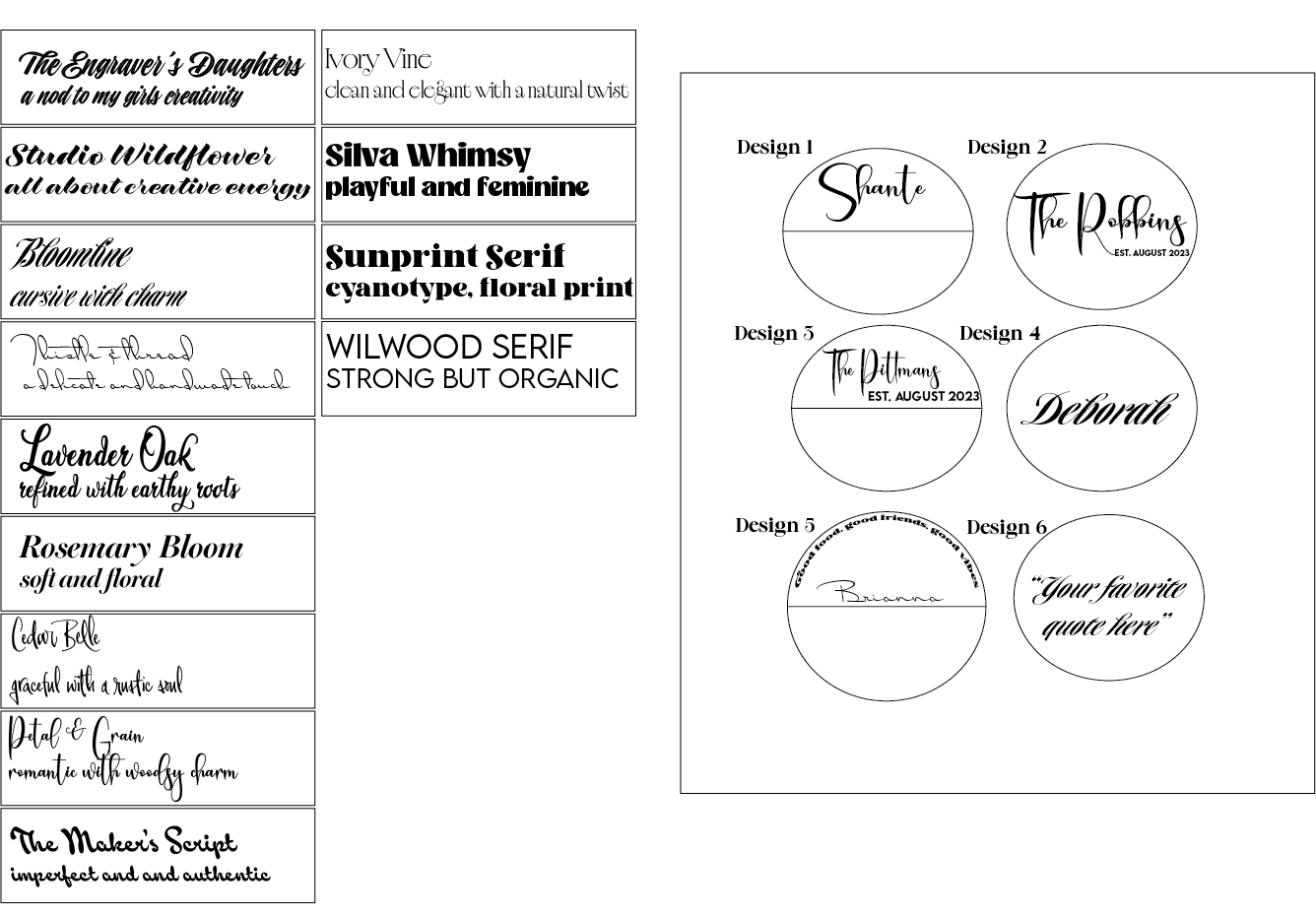 Collection of various font styles and designs on a white background