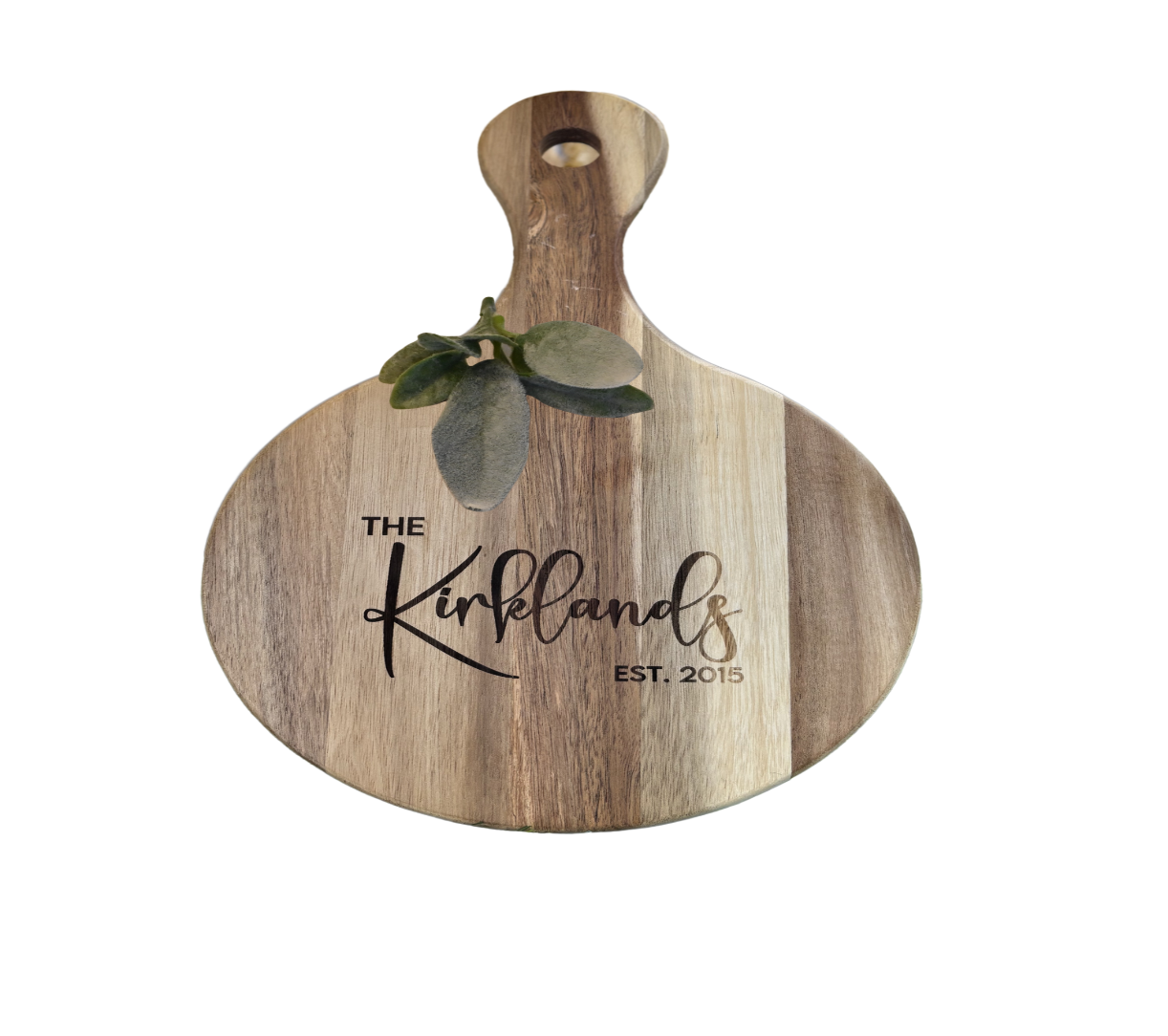 Personalized Acacia Wood Charcuterie Board (Circle) | Sage and Silva