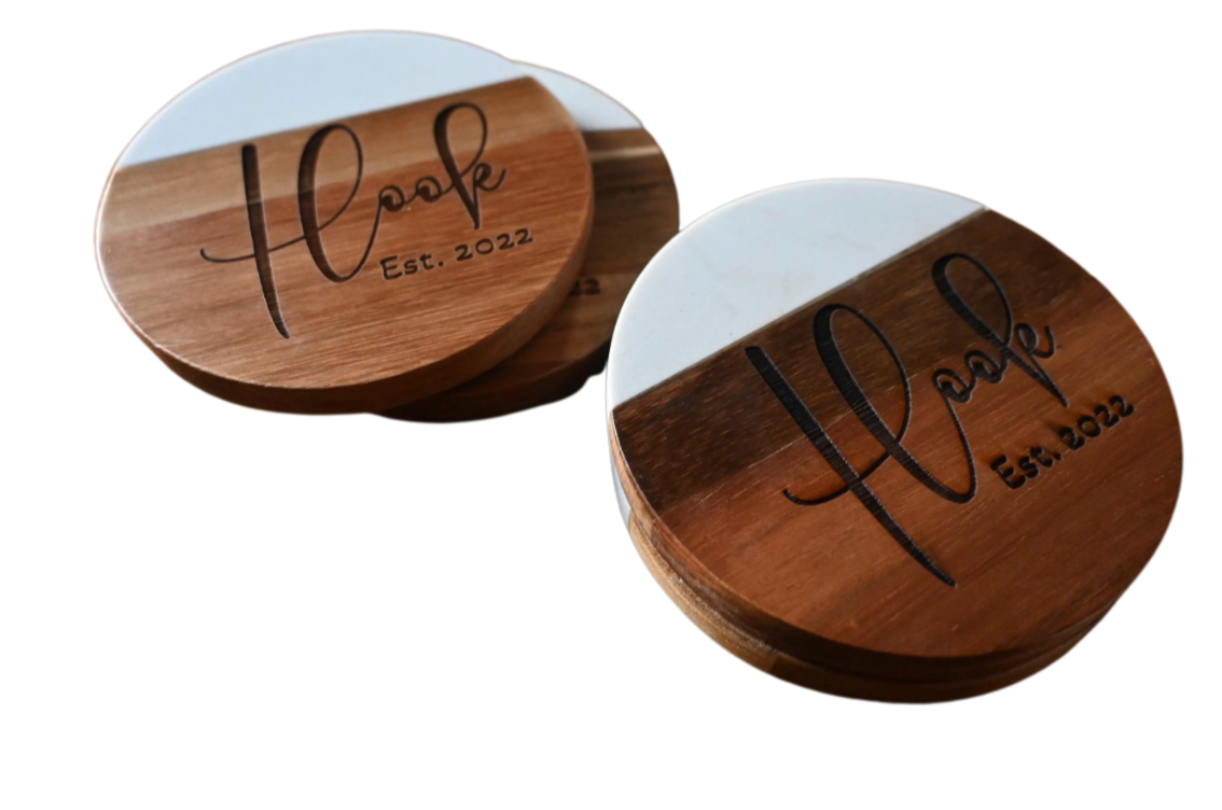 Personalized Coaster Set - Circle | Sage & Silva
