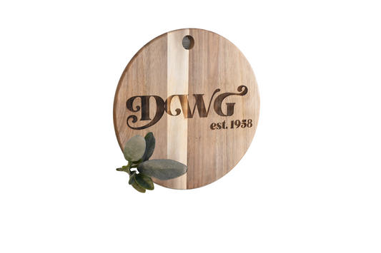 Personalized Acacia Wood Charcuterie Board (Circle) | Sage and Silva