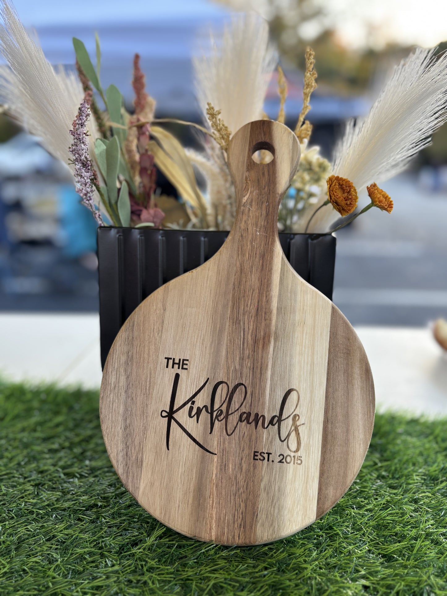 Personalized Acacia Wood Charcuterie Board (Circle) | Sage and Silva
